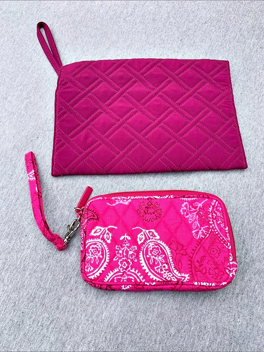 Vera Bradley Quilted Pink Wristlet Pouch Set